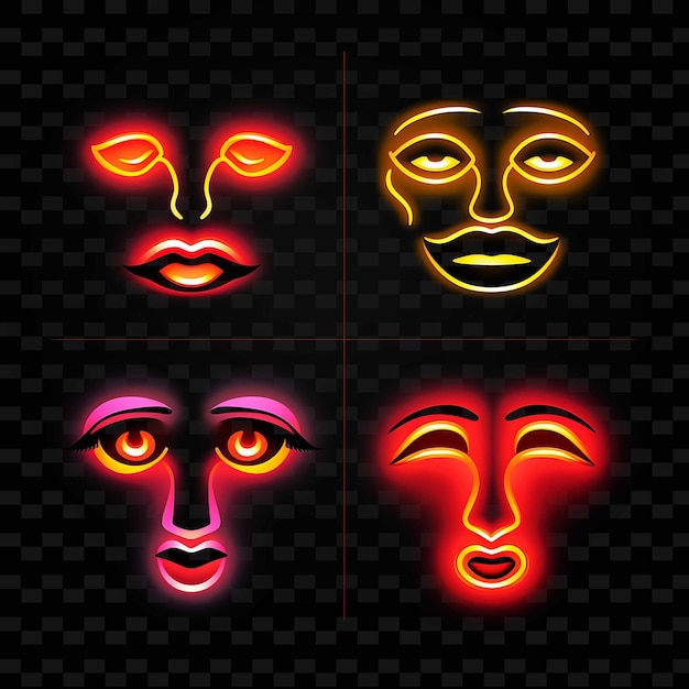 PSD png creative emoji neon line современные элементы дизайна для ярких и захватывающих произведений искусства