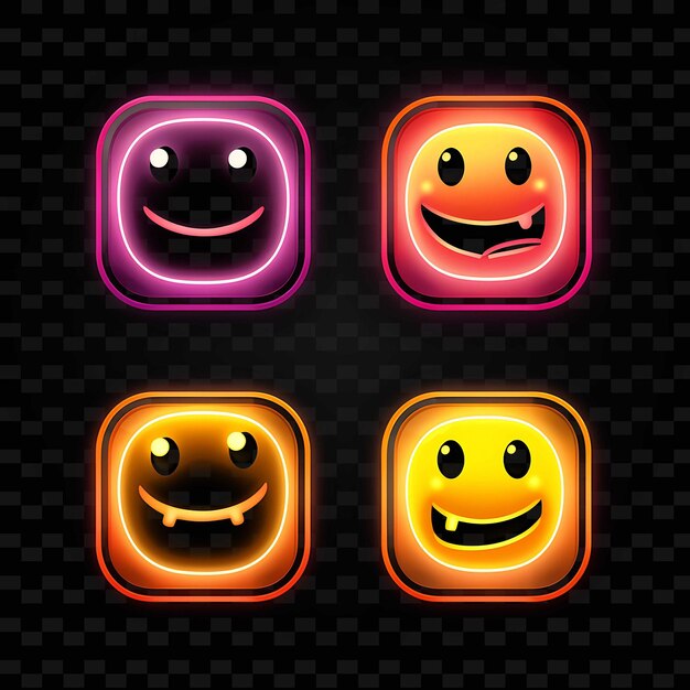 PSD png creative emoji neon line современные элементы дизайна для ярких и захватывающих произведений искусства