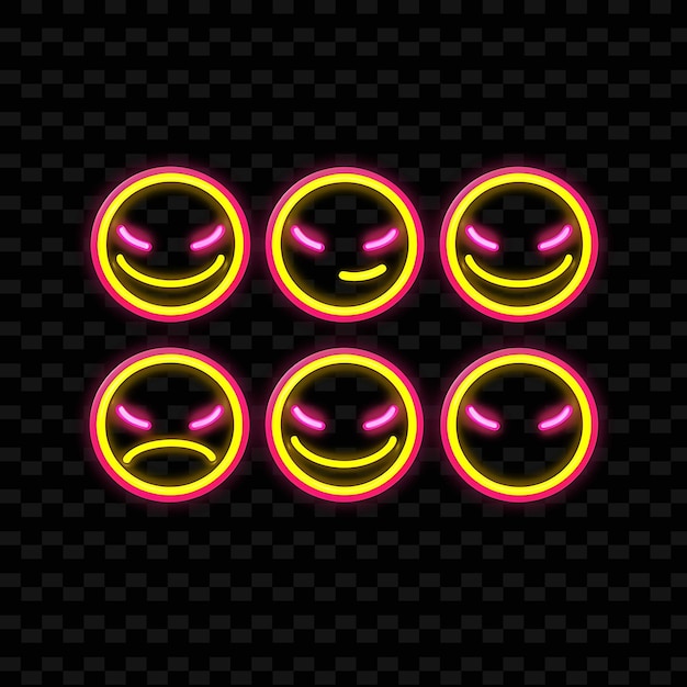 PSD png creative emoji neon line современные элементы дизайна для ярких и захватывающих произведений искусства