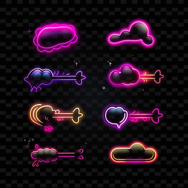 PSD png creative emoji neon line современные элементы дизайна для ярких и захватывающих произведений искусства