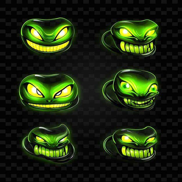 PSD png creative emoji neon line modern design elements for vibrant and captivating artworks