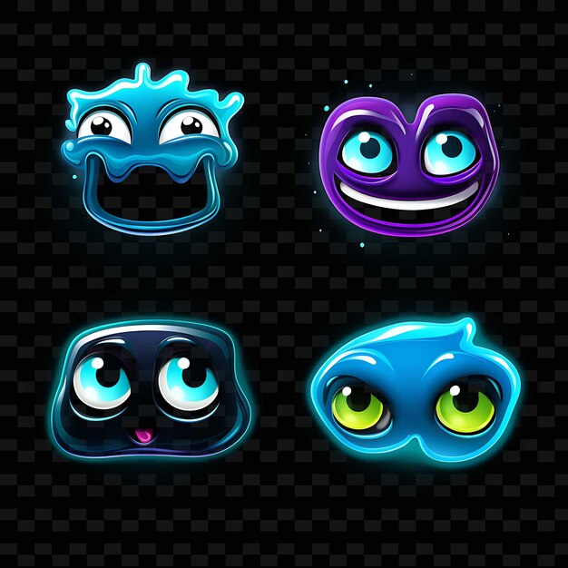 PSD png creative emoji neon line modern design elements for vibrant and captivating artworks