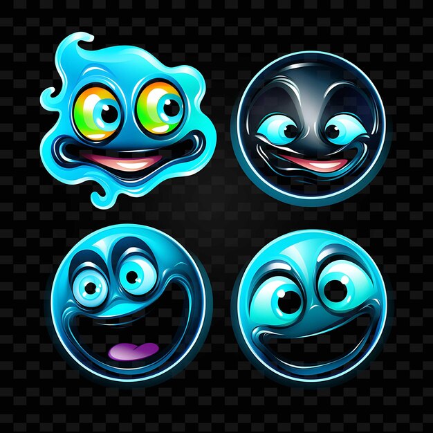 PSD png creative emoji neon line modern design elements for vibrant and captivating artworks