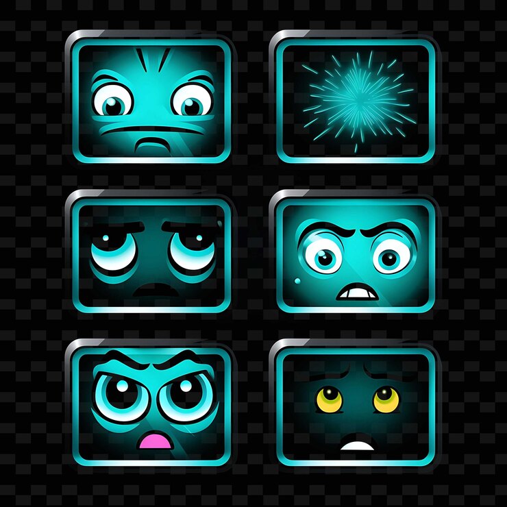 PSD png creative emoji neon line modern design elements for vibrant and captivating artworks