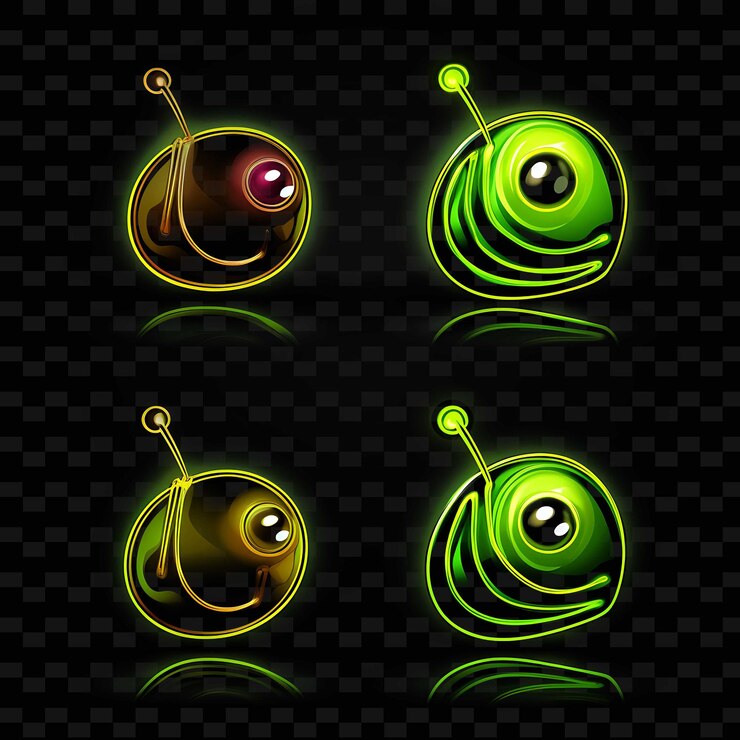 PSD png creative emoji neon line modern design elements for vibrant and captivating artworks