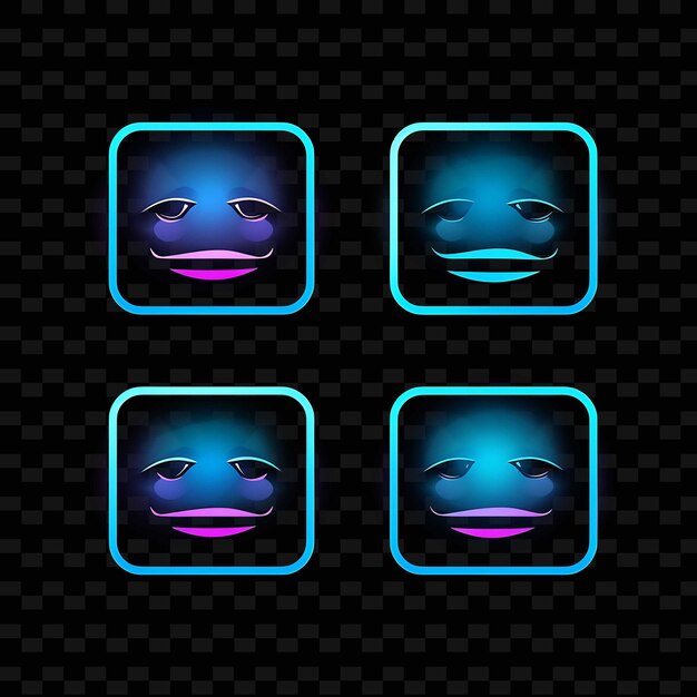 PSD png creative emoji neon line modern design elements for vibrant and captivating artworks