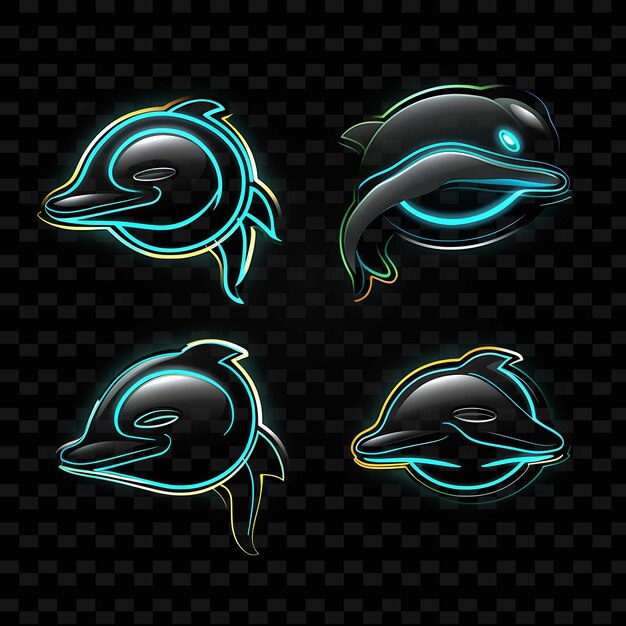 Png creative emoji neon line elementi di design moderni per opere d'arte vibranti e accattivanti