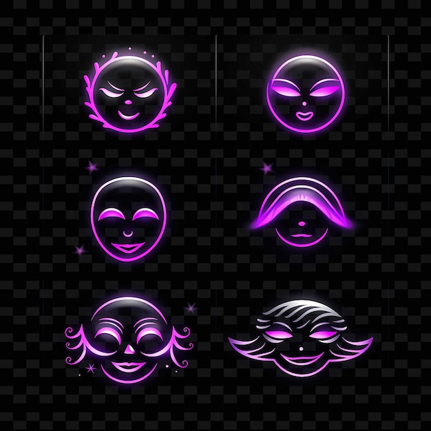 PSD png creative emoji neon line modern design elements for vibrant and captivating artworks