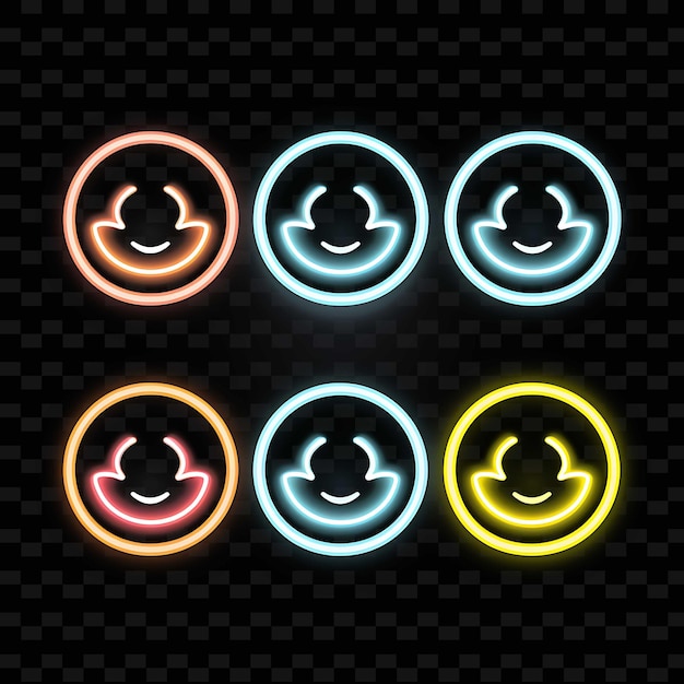 PSD png creative emoji neon line modern design elements for vibrant and captivating artworks