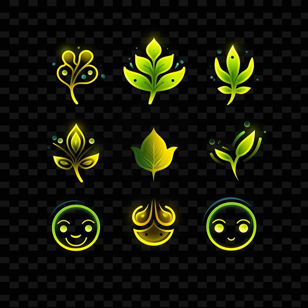 PSD png creative emoji neon line modern design elements for vibrant and captivating artworks