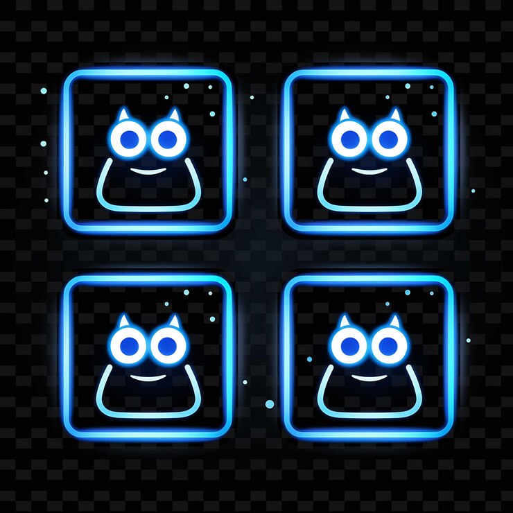 PSD png creative emoji neon line modern design elements for vibrant and captivating artworks