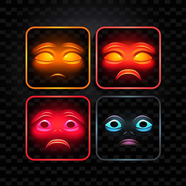 PSD png creative emoji neon line modern design elements for vibrant and captivating artworks