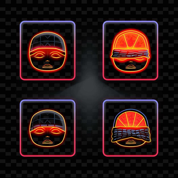 Png creative emoji neon line modern design elements for vibrant and captivating artworks