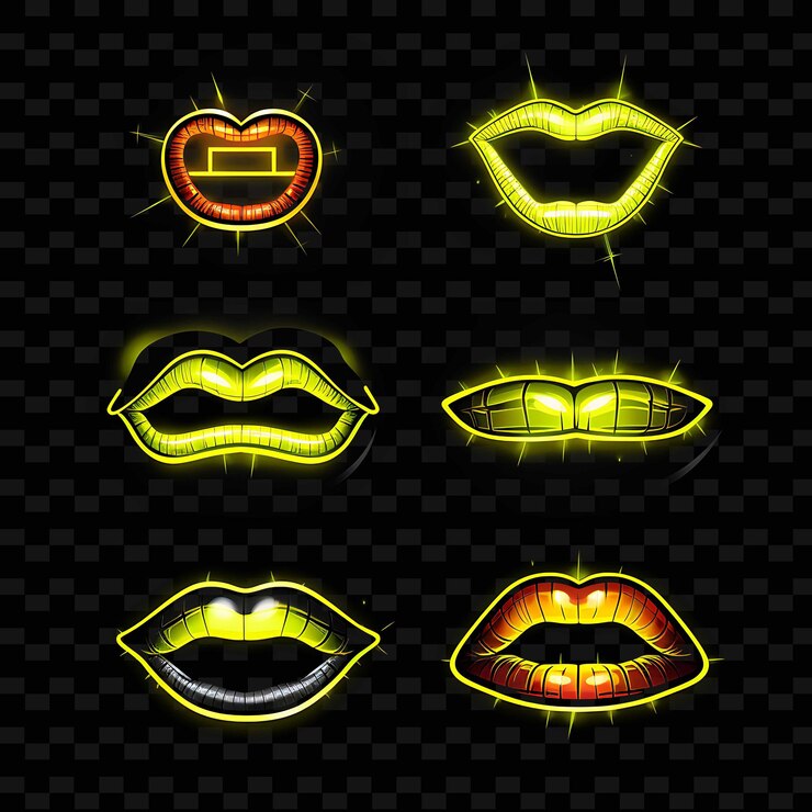 PSD png creative emoji neon line modern design elements for vibrant and captivating artworks