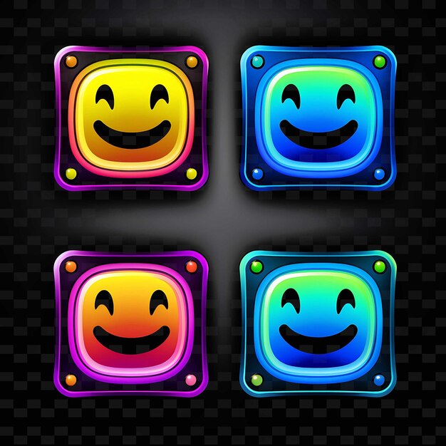 PSD png creative emoji neon line modern design elements for vibrant and captivating artworks