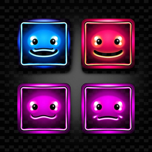 PSD png creative emoji neon line modern design elements for vibrant and captivating artworks