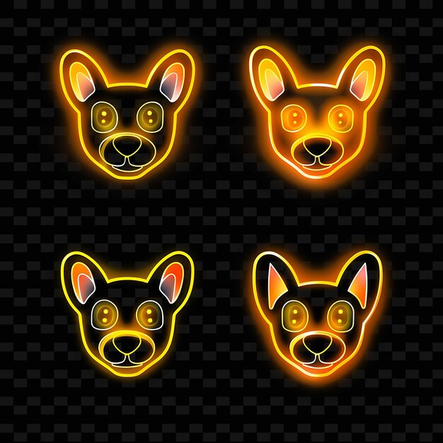 PSD png creative emoji neon line modern design elements for vibrant and captivating artworks