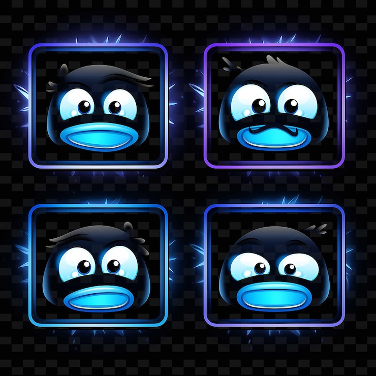 PSD png creative emoji neon line modern design elements for vibrant and captivating artworks