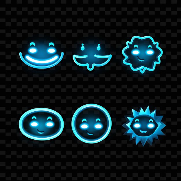 Png creative emoji neon line modern design elements for vibrant and captivating artworks