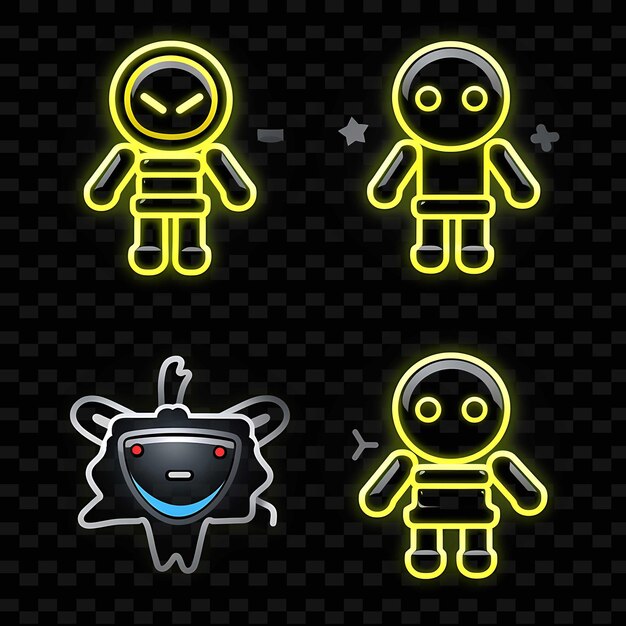 PSD png creative emoji neon line elementi di design moderni per opere d'arte vibranti e accattivanti