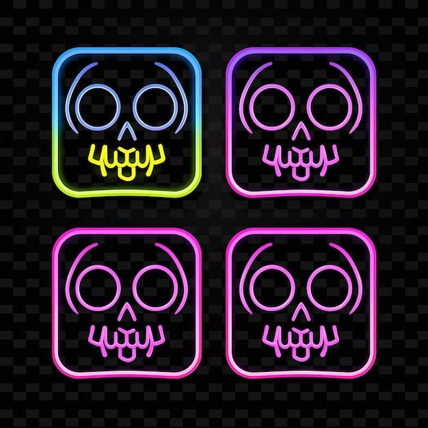 PSD png creative emoji neon line modern design elements for vibrant and captivating artworks