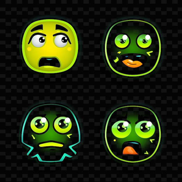 PSD png creative emoji neon line modern design elements for vibrant and captivating artworks