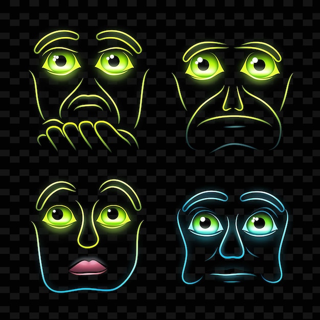 PSD png creative emoji neon line modern design elements for vibrant and captivating artworks