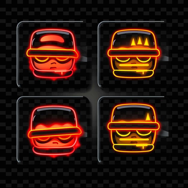 PSD png creative emoji neon line modern design elements for vibrant and captivating artworks