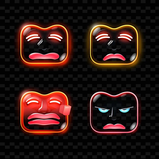 PSD png creative emoji neon line modern design elements for vibrant and captivating artworks