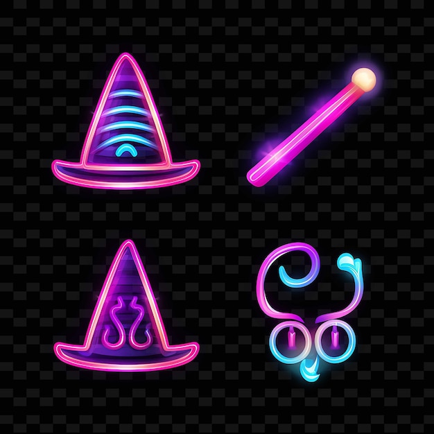 PSD png creative emoji neon line modern design elements for vibrant and captivating artworks