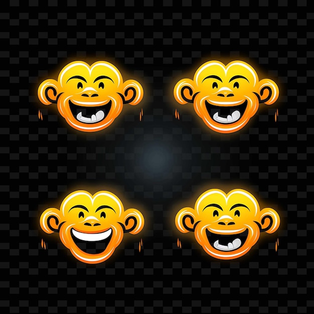 PNG Creative Emoji Neon Line Современные элементы дизайна для ярких и захватывающих произведений искусства