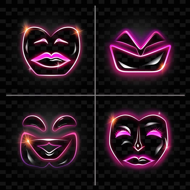 PSD png creative emoji neon line modern design elements for vibrant and captivating artworks