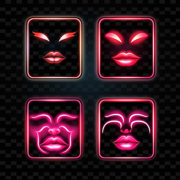 PSD png creative emoji neon line modern design elements for vibrant and captivating artworks