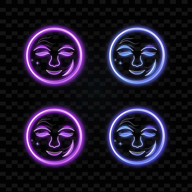 Png creative emoji neon line modern design elements for vibrant and captivating artworks