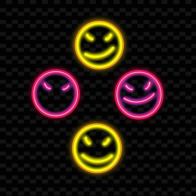 PSD png creative emoji neon line modern design elements for vibrant and captivating artworks