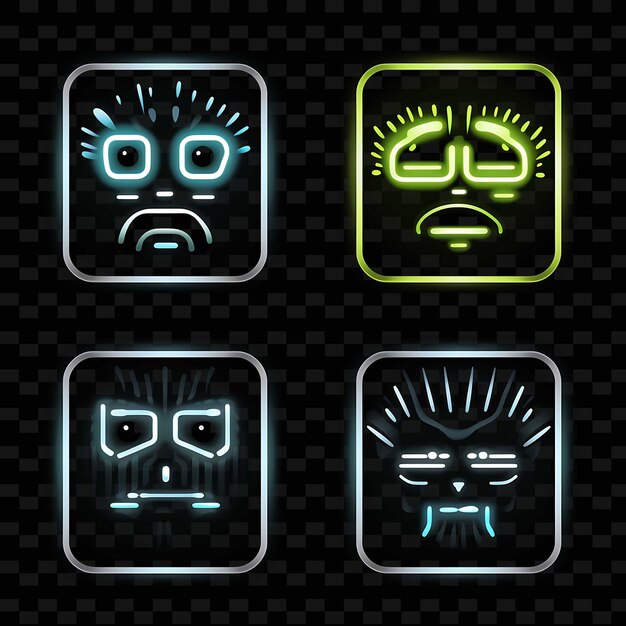 PSD png creative emoji neon line modern design elements for vibrant and captivating artworks