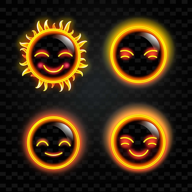 PSD png creative emoji neon line modern design elements for vibrant and captivating artworks