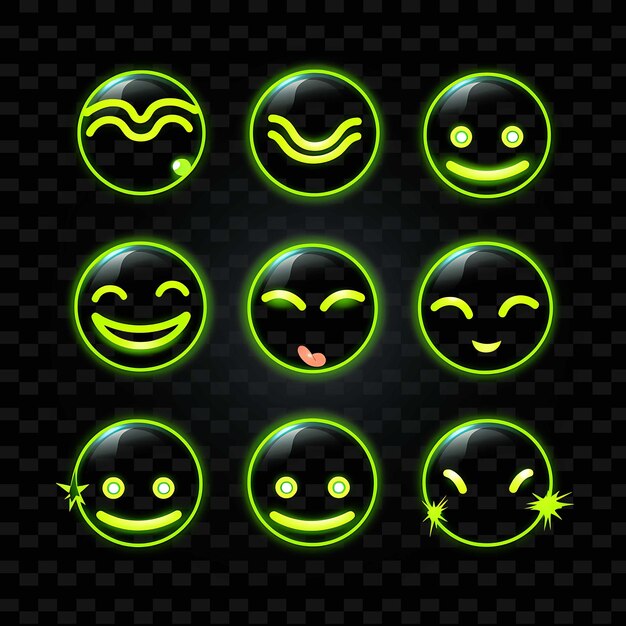 PSD png creative emoji neon line elementi di design moderni per opere d'arte vibranti e accattivanti