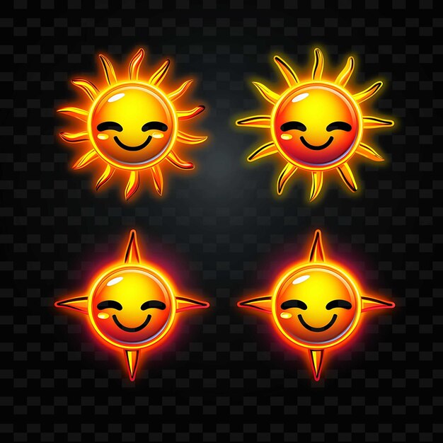 PSD png creative emoji neon line modern design elements for vibrant and captivating artworks