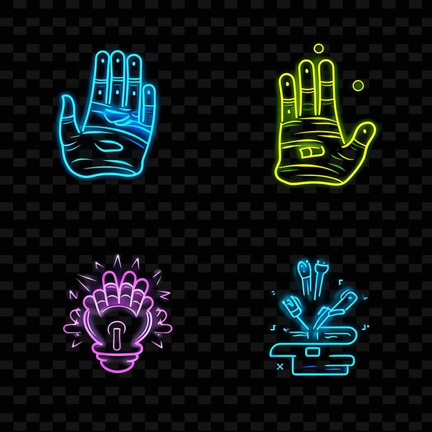 PSD png creative emoji neon line modern design elements for vibrant and captivating artworks