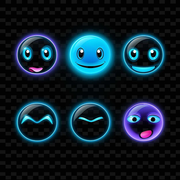 PSD png creative emoji neon line modern design elements for vibrant and captivating artworks