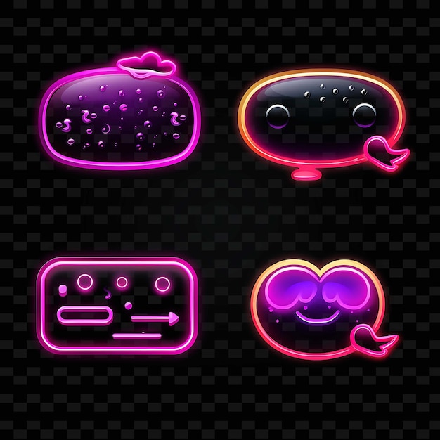 PSD png creative emoji neon line elementi di design moderni per opere d'arte vibranti e accattivanti