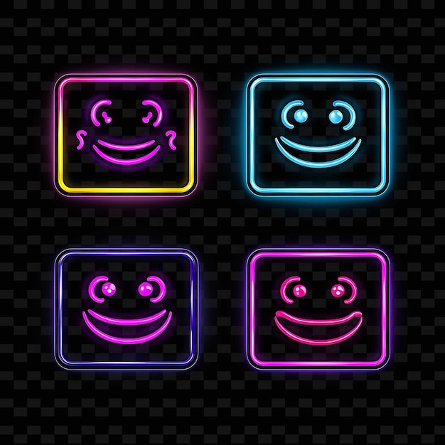 PSD png creative emoji neon line moderne ontwerpelementen voor levendige en boeiende kunstwerken