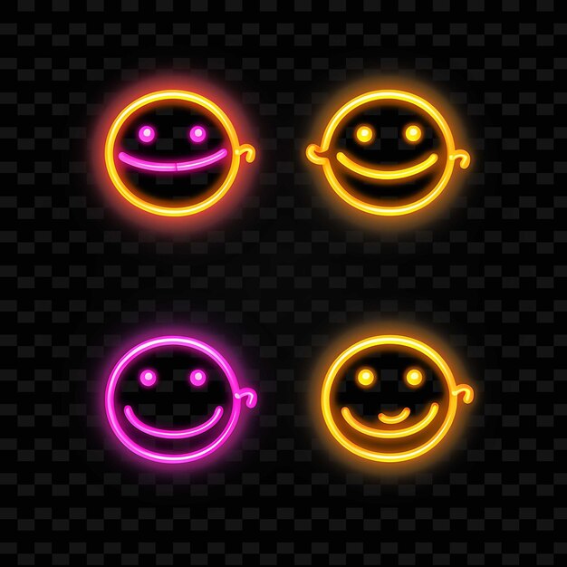 PSD png creative emoji neon line moderne ontwerpelementen voor levendige en boeiende kunstwerken