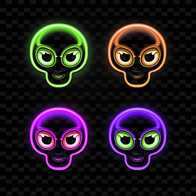 Png creative emoji neon line moderne ontwerpelementen voor levendige en boeiende kunstwerken