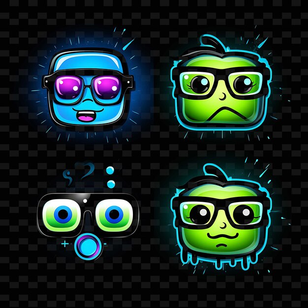 PSD png creative emoji neon line moderne ontwerpelementen voor levendige en boeiende kunstwerken