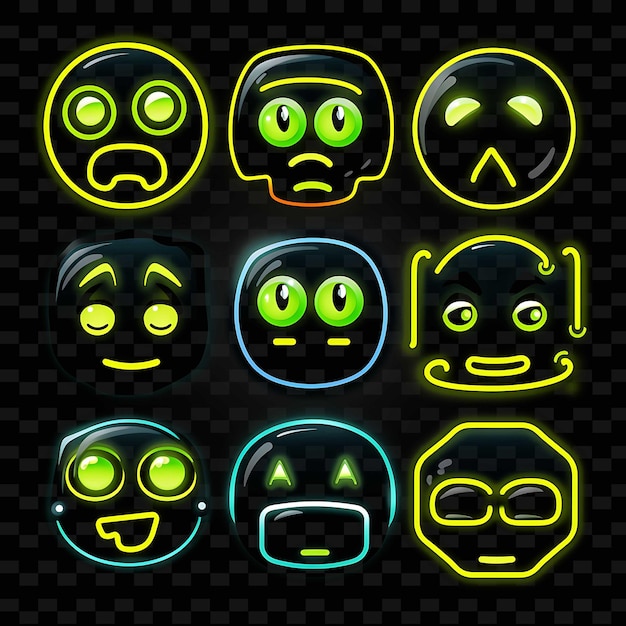 PNG Creative Emoji Neon Line Moderne ontwerpelementen voor levendige en boeiende kunstwerken