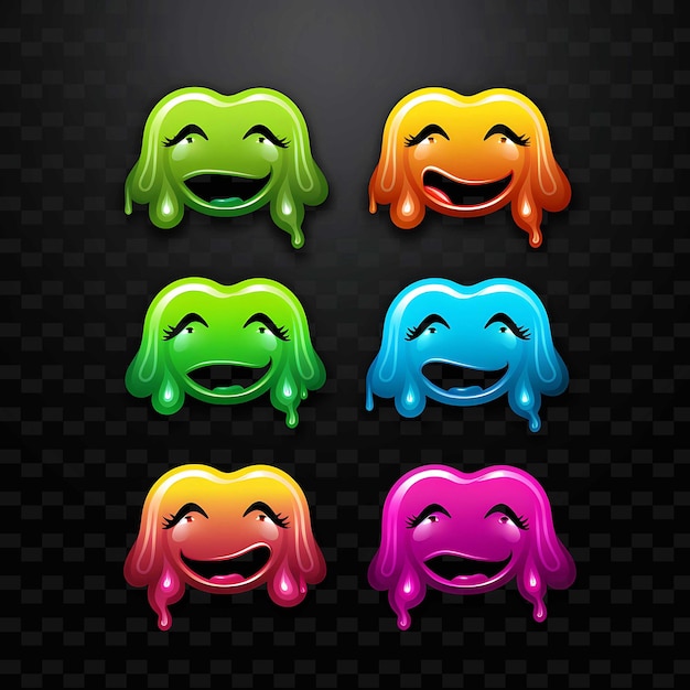 PSD png creative emoji neon line moderne ontwerpelementen voor levendige en boeiende kunstwerken