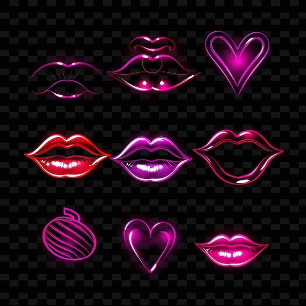 PSD png creative emoji neon line moderne ontwerpelementen voor levendige en boeiende kunstwerken