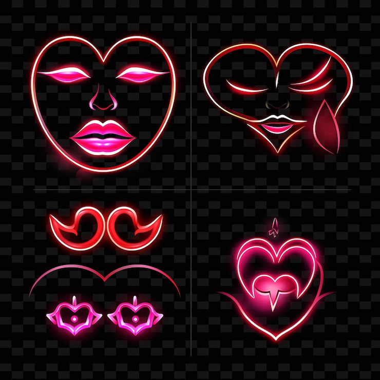 PSD png creative emoji neon line moderne ontwerpelementen voor levendige en boeiende kunstwerken